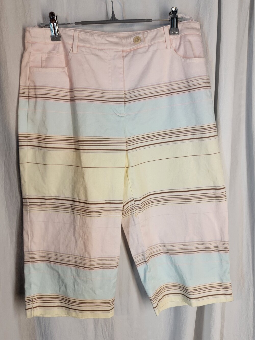 Worth Pastel Stripe Stretch Cotton Crop Pants